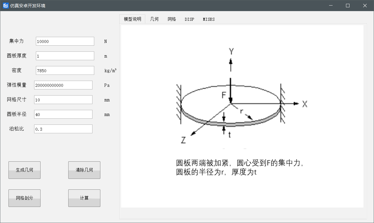 轴对称弯曲圆板在集中力作用下的应力应变