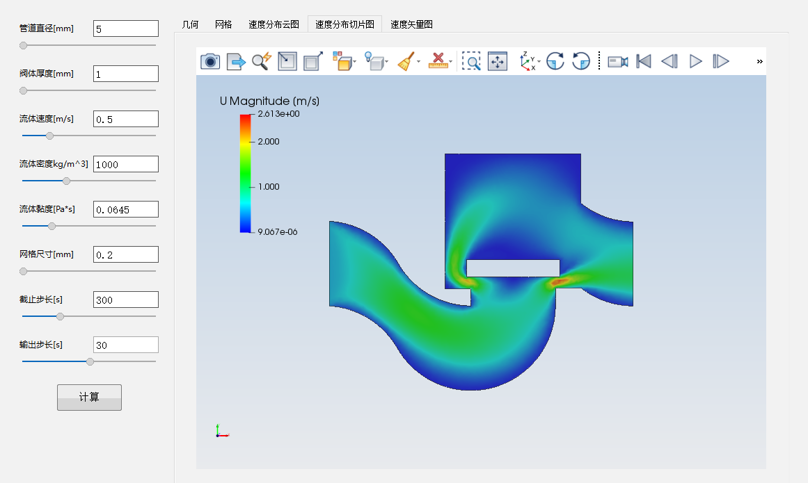 方形管道流经阀门仿真