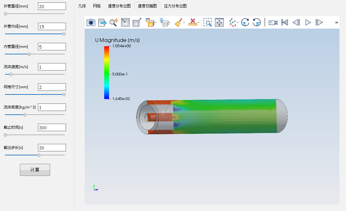 同心管道流动仿真