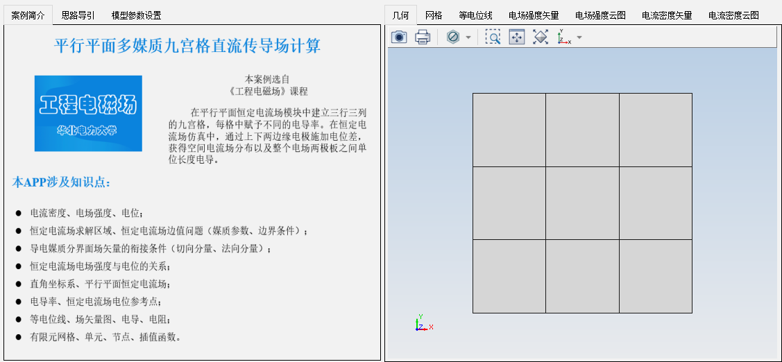 恒定电流场平行平面多媒质九宫格