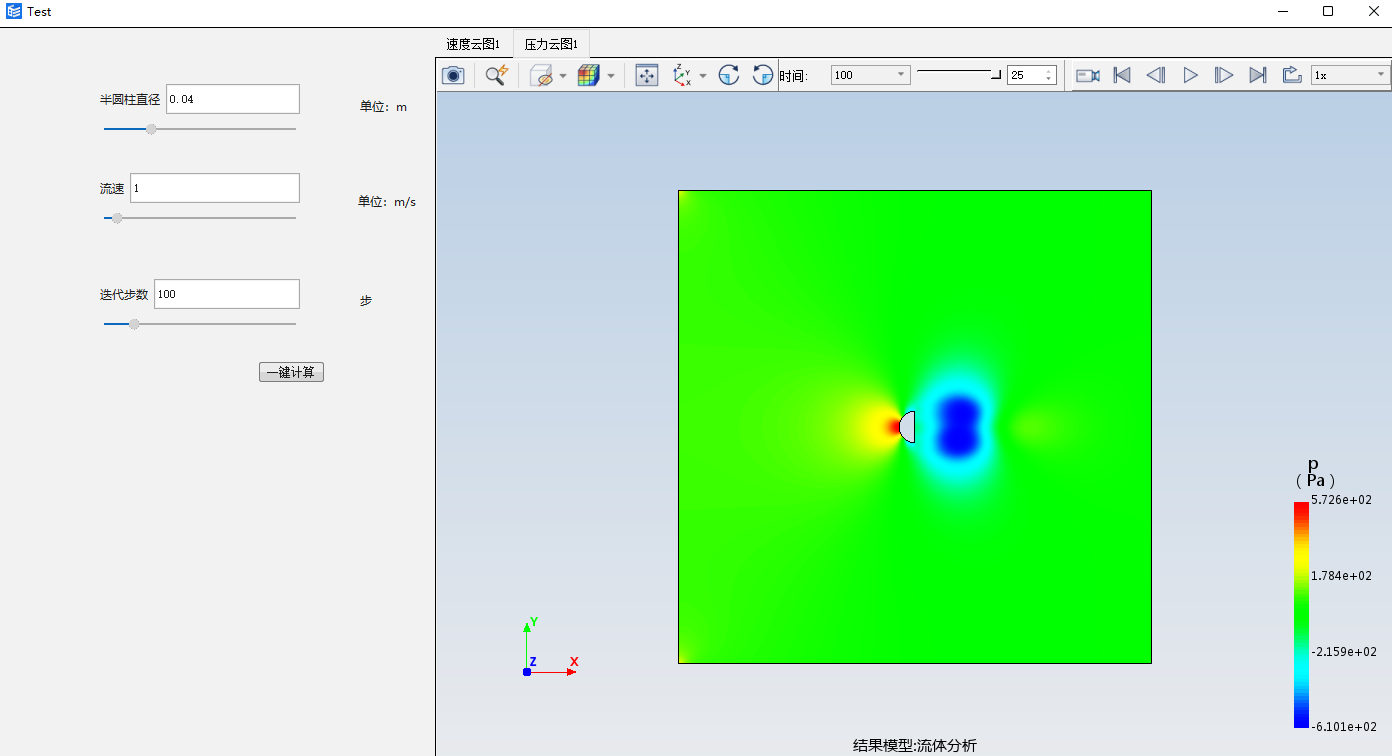 二维半圆柱绕流仿真分析