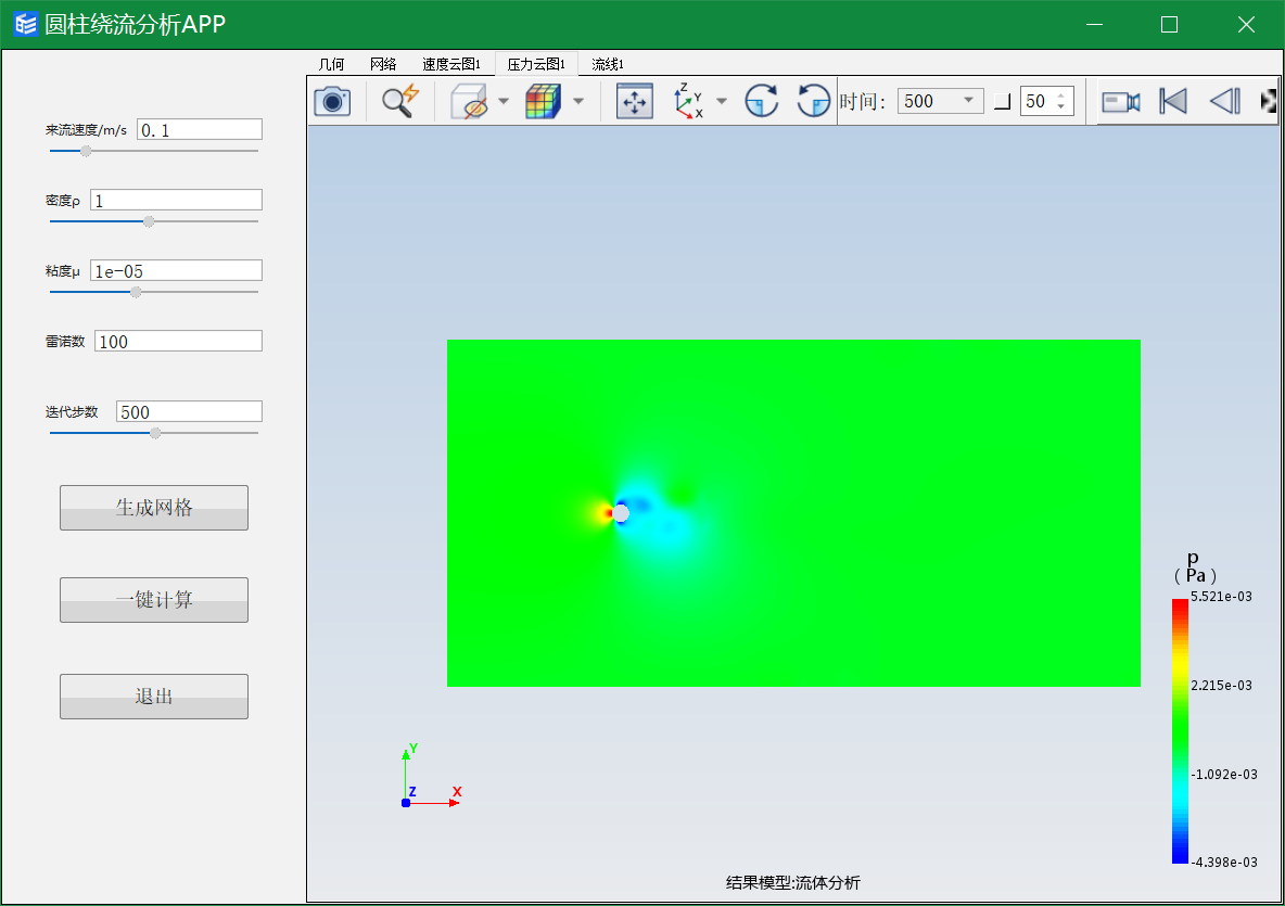 二维圆柱绕流分析模型APP