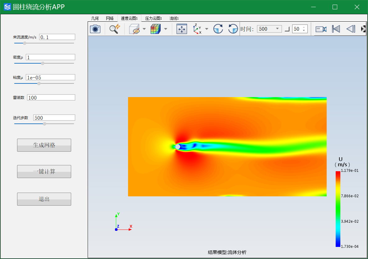 二维圆柱绕流分析模型APP