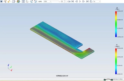 模拟二维闸阀流体流动模型