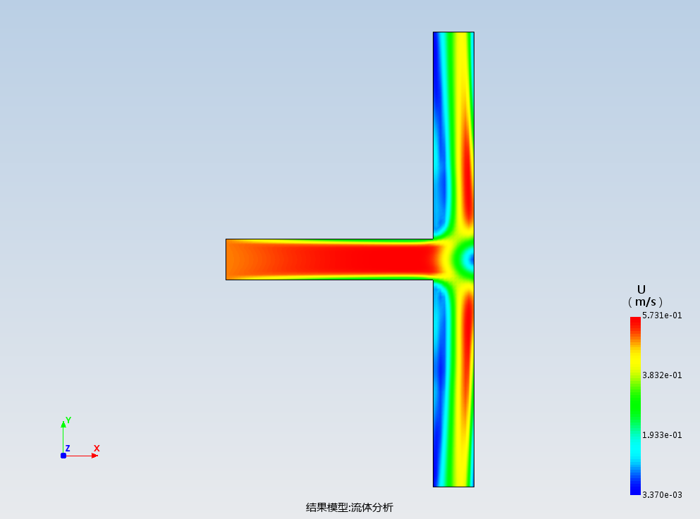 模拟T型管道流体流动模型