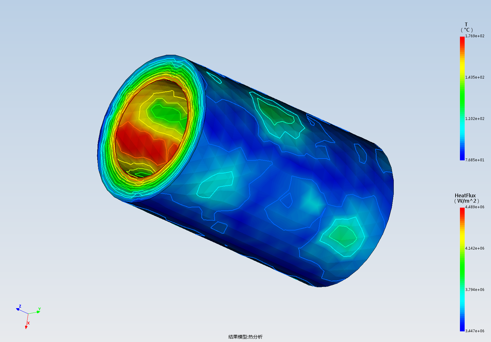 大圆筒温度场分析