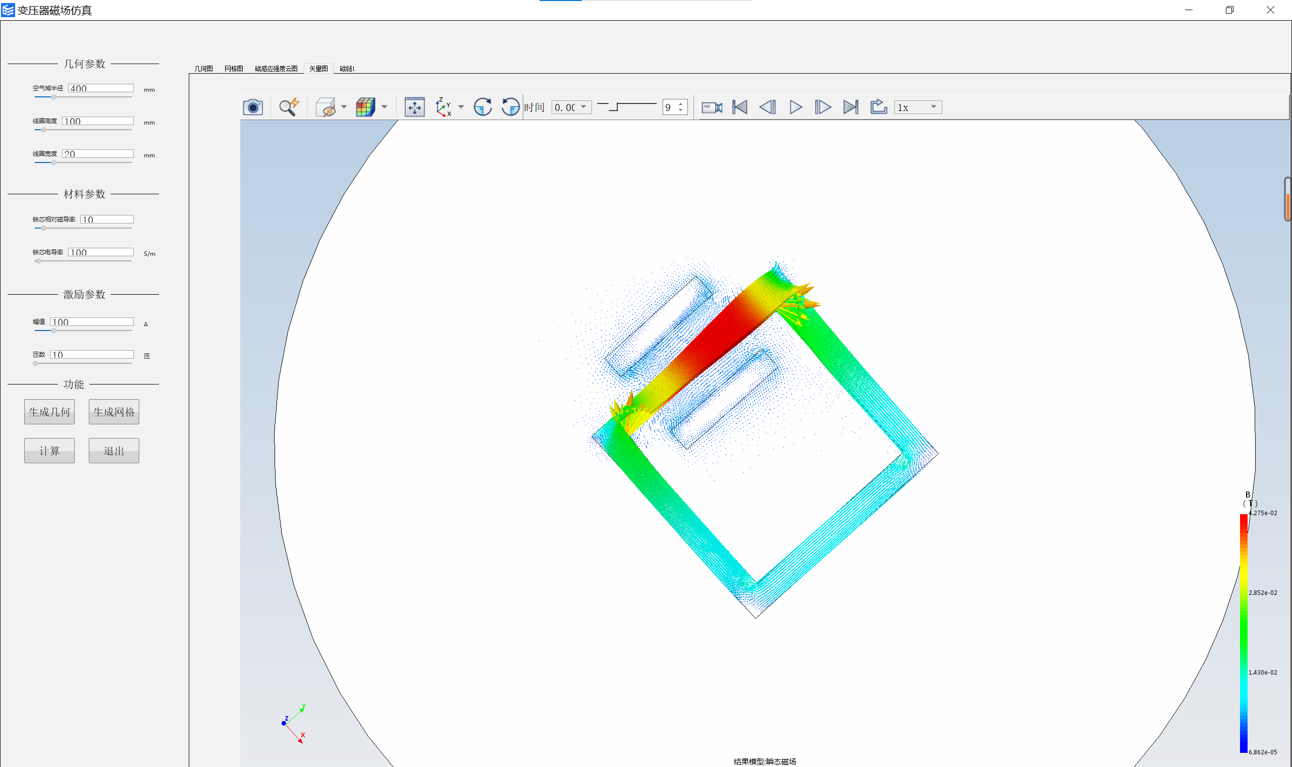 变压器磁场仿真