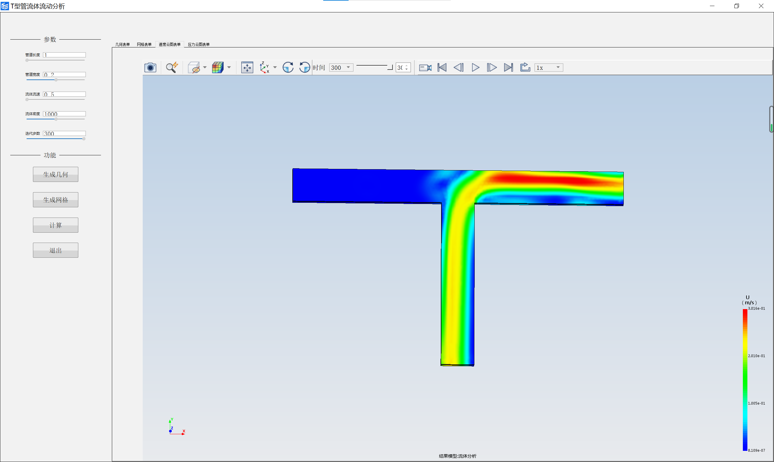 T型管流体流动分析