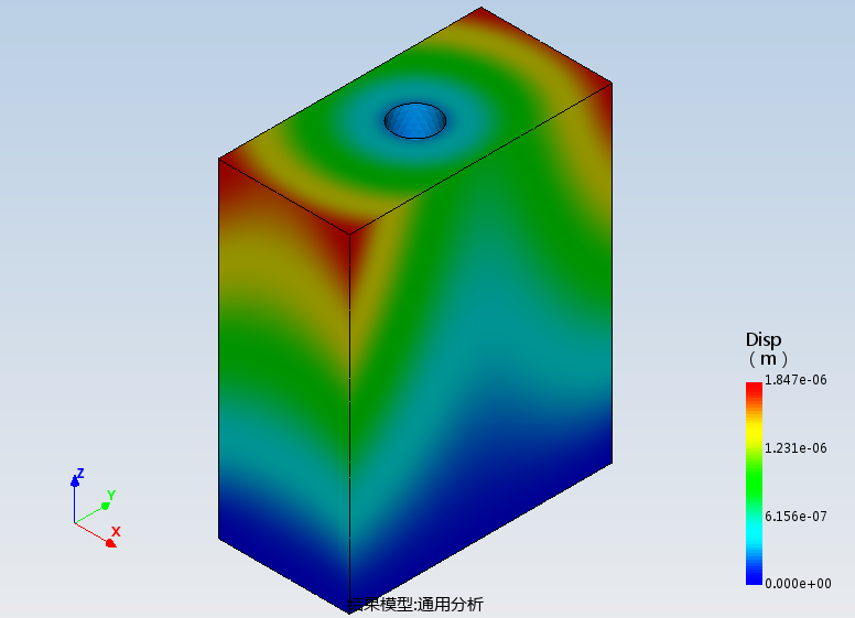 圆孔立体工件位移及应力分析