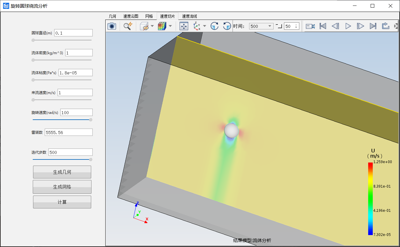 旋转圆球绕流分析