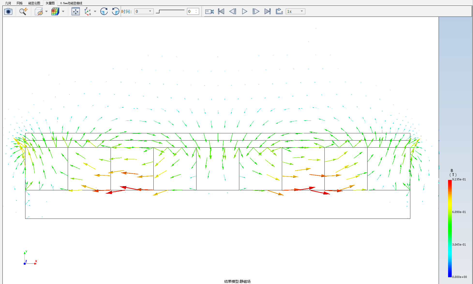 HalbachArray-多角度充磁小磁块有背铁结构电磁场仿真案例